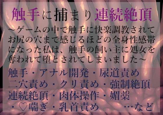 触手に捕まり連続絶頂～ゲームの中で触手に快楽調教されてお尻の穴まで感じるほどの全身性感帯になった私は、触手の飼い主に処女を奪われて堕とされてしまいました～