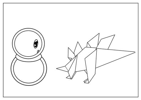 ステゴサウルス折り紙ぬりえA4サイズ