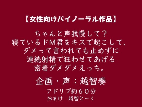 【簡体中文版】【女性向けバイノーラル】ちゃんと声我慢して?寝ているドM君をキスで起こして、ダメって言われても止めずに連続射精で狂わせてあげる密着ダメダメえっち。【KU100】