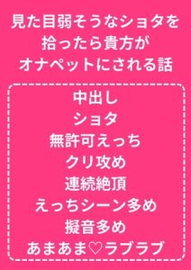 [RJ01243503] (ぱちゅ美)
見た目弱そうなショタを拾ったら貴方がオナペットにされる話