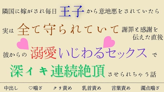 隣国に嫁がされ毎日王子から意地悪をされていたら実は全て守られていて謝罪と感謝を伝えた直後彼からの溺愛いじわるセックスで深イキ連続絶頂させられちゃう話