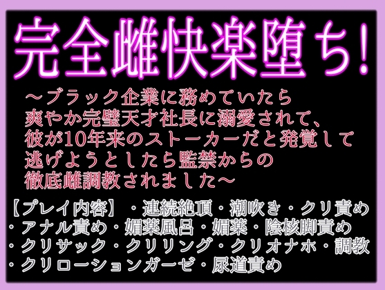 完全雌快楽堕ち!〜ブラック企業に務めていたら爽やか完璧天才社長に溺愛されて、彼が10年来のストーカーだと発覚し逃げようとしたら監禁からの徹底雌堕ち調教されました〜