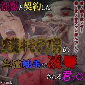 [RJ01321359] (紳士な変態) 
淫獣と契約した変態キモデブ男に生殖触手で凌〇されてしまう君