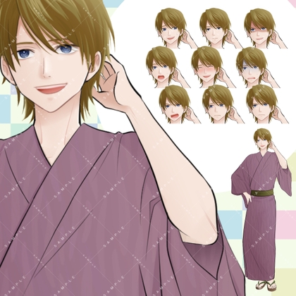 (商用利用一部可)男子学生A(茶髪/浴衣)