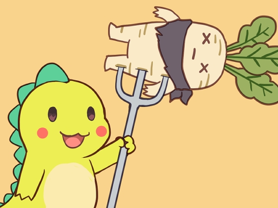 【英語版】【3コマ漫画】「更生しないなら串に刺すだけだ」三叉槍恐竜の野菜指導録