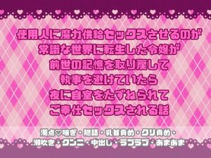 [RJ01469611] (緋乃いくら) 
使用人に魔力供給セックスさせるのが常識な世界に転生した令嬢が前世の記憶を取り戻して執事を避けていたら夜に自室をたずねられてご奉仕セックスされる話