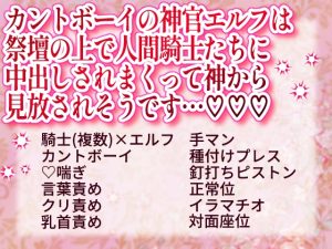 [RJ01484378] (港ちゃぷちゃぷ) 
カントボーイの神官エルフは祭壇の上で人間騎士たちに中出しされまくって神から見放されそうです