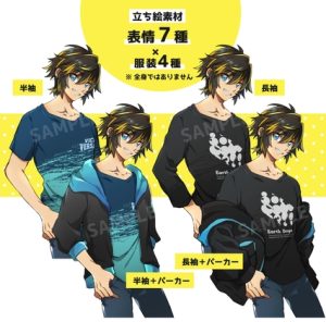 [RJ01497717] (立ち絵屋 らっこ) 
黒髪+黄メッシュの男の子/半袖+パーカー・長袖+パーカー(表情7種×服装4種セット)