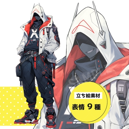 サイボーグ風の男性(表情9種)