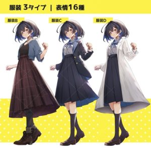 [RJ01497836] (立ち絵屋 らっこ) 
インナーカラーの女の子(服装3種セット・表情16種)